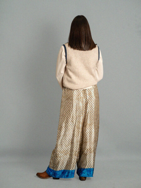 Pantalone SM ocra dettagli blu - Gurgaon (2)