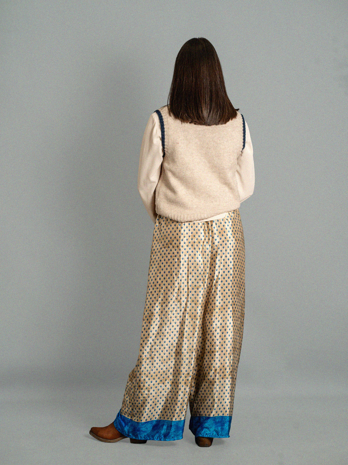 Pantalone SM ocra dettagli blu - Gurgaon