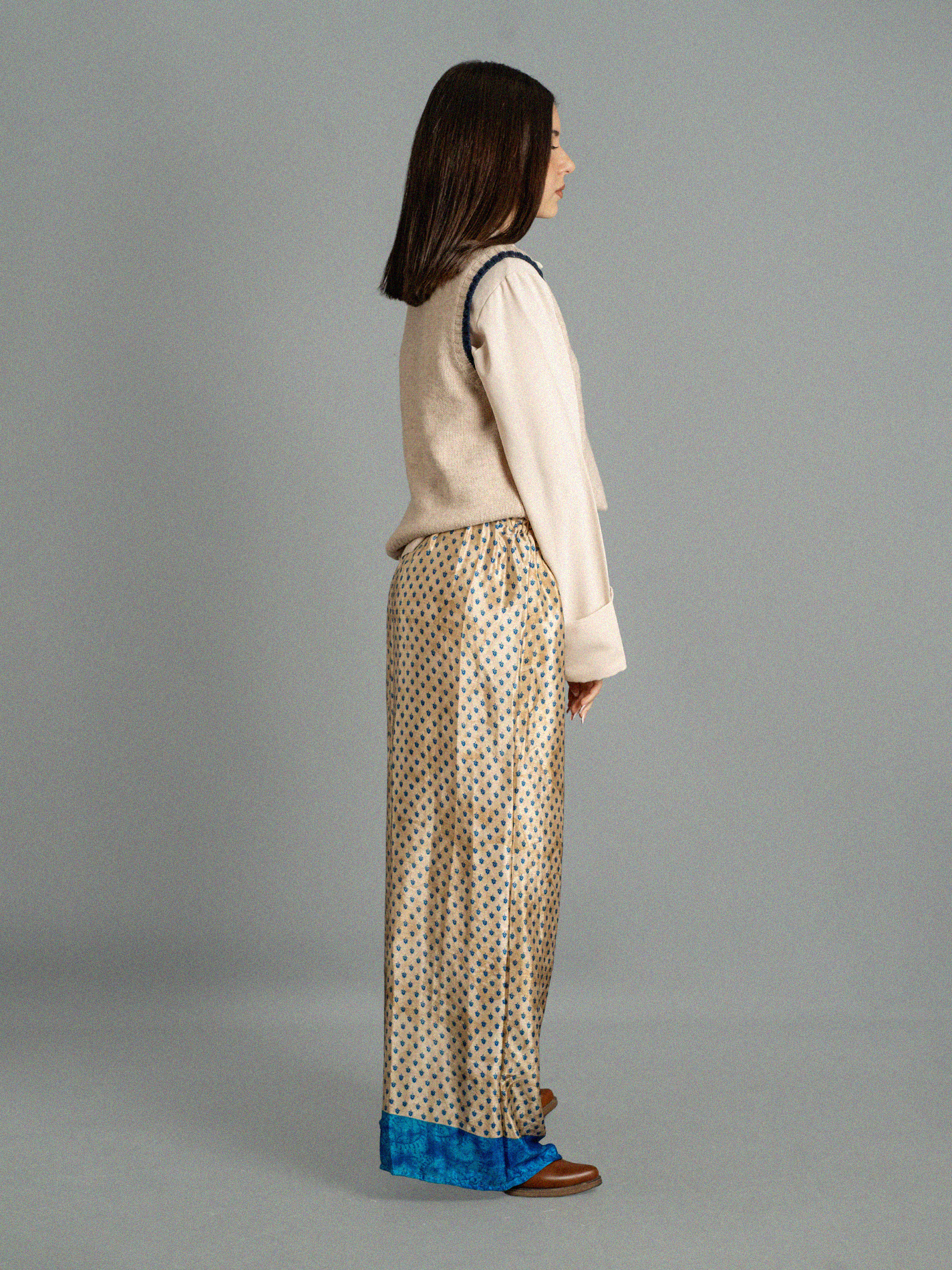 Pantalone SM ocra dettagli blu - Gurgaon