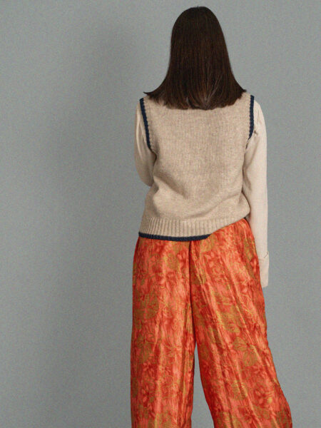 Pantalone SM rosso dettagli oro - Gurgaon (2)