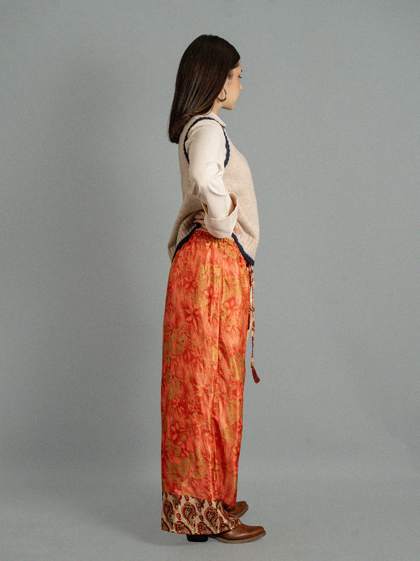 Pantalone SM rosso dettagli oro - Gurgaon