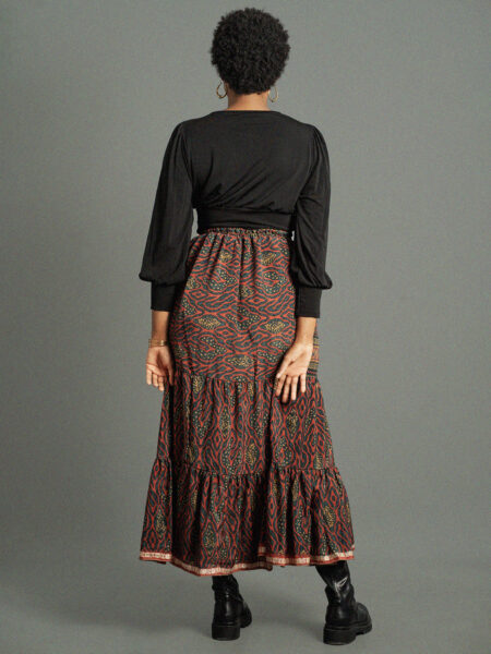 Gonna lunga nero e rosso - Bikaner (2)