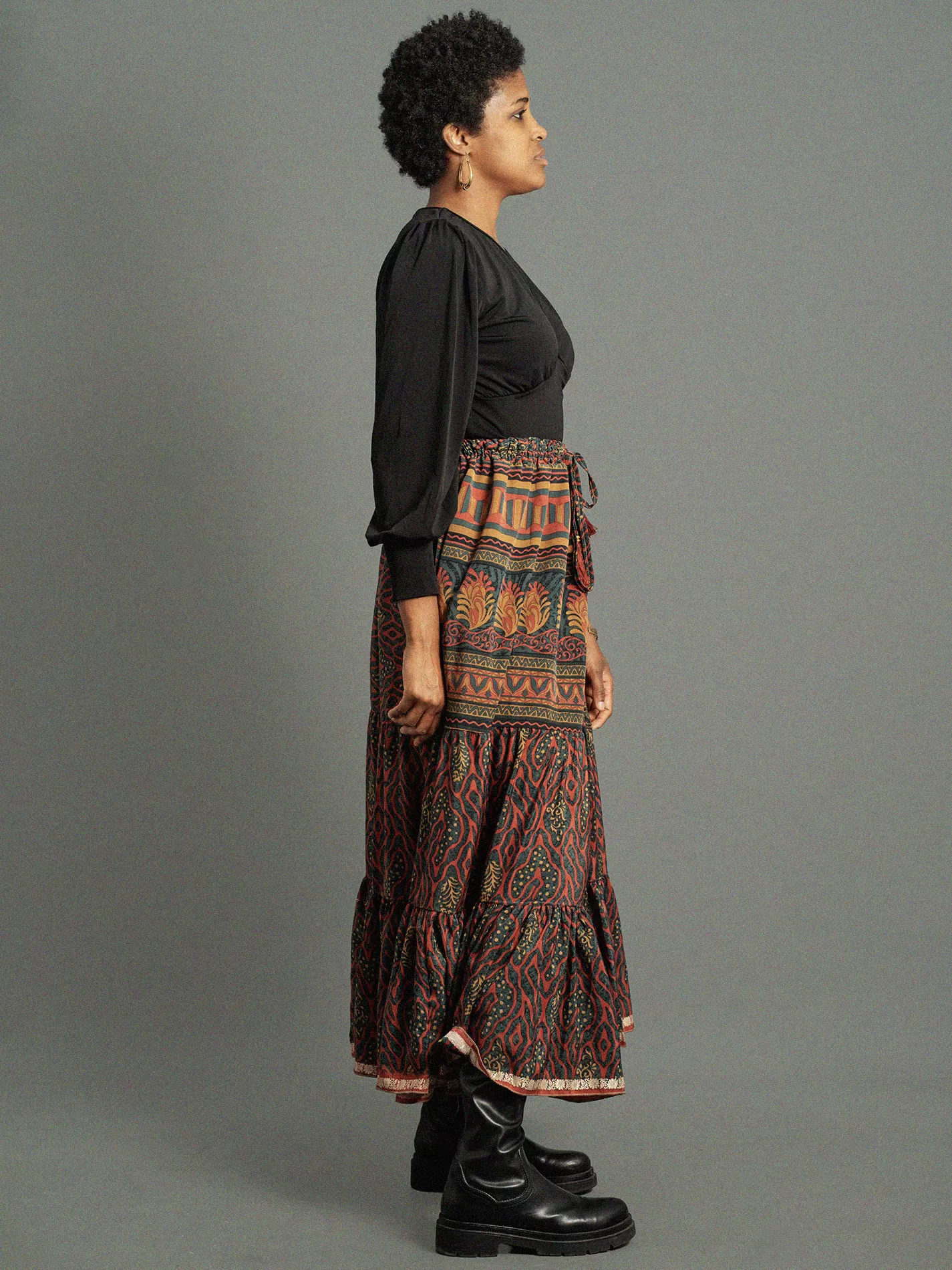 Gonna lunga nero e rosso - Bikaner