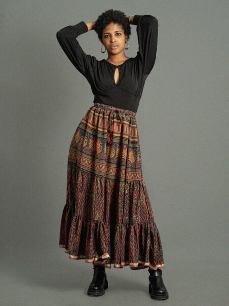 Gonna lunga nero e rosso - Bikaner