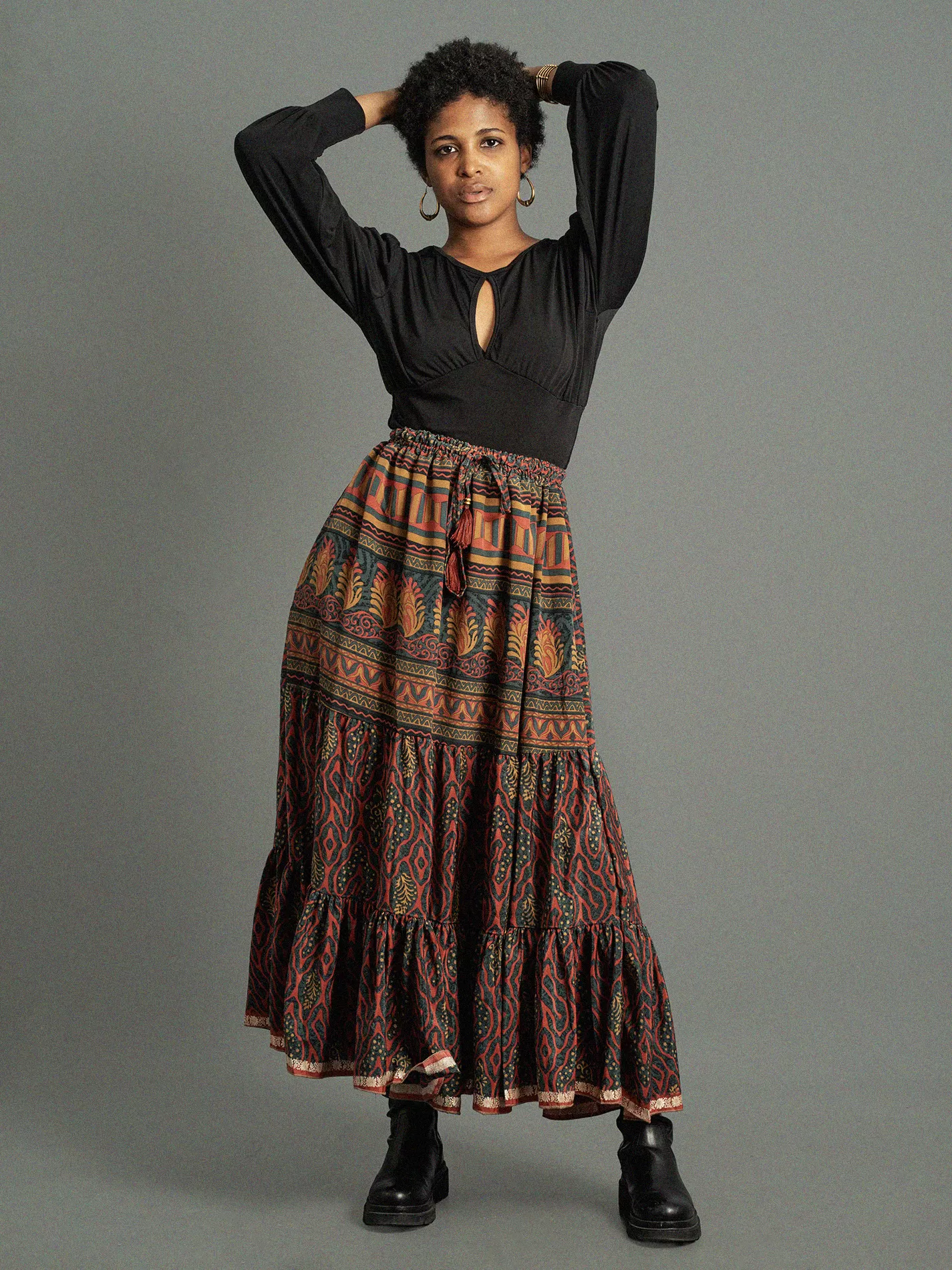 Gonna lunga nero e rosso - Bikaner